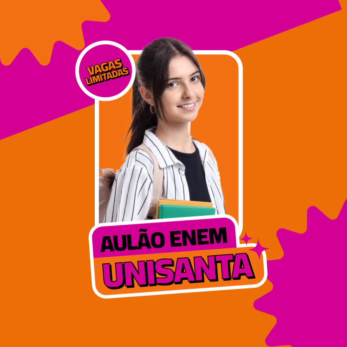CAPA_RELEASE- AULÃO ENEM Participe do Aulão do Enem Unisanta Presencial no dia 01/11, com dicas exclusivas dos professores. Inscreva-se e garanta sua vaga!