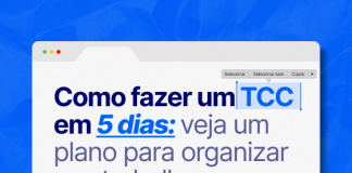 Como fazer um TCC em 5 dias: veja um plano para organizar seu trabalho Aprenda como fazer um TCC em 5 dias com um plano prático para organizar a pesquisa, escrever, revisar e preparar sua apresentação.